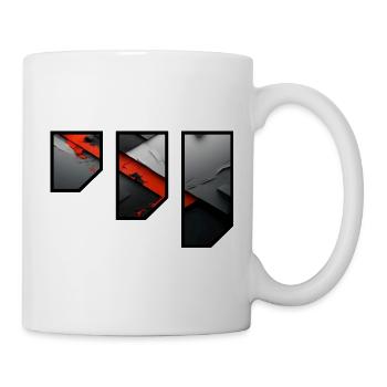 Abstraktes rotes und graues Reißmuster - Tasse - Weiß - Rechts
