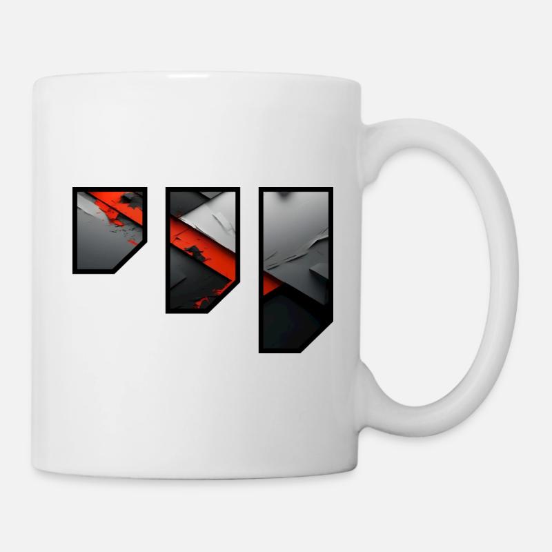 Abstract Red and Grey Tearing Pattern - Mug - white