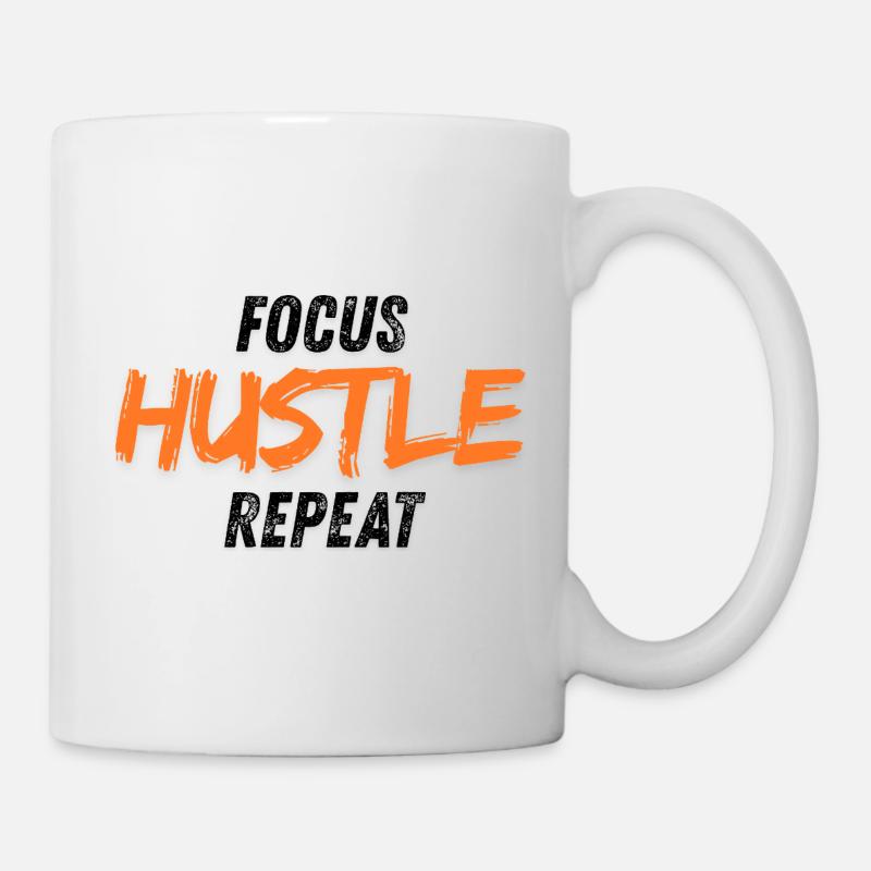 Conception typographique motivante audacieuse Hustle - Mug blanc - blanc