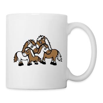 4 Pferde Familie Kinder Mama Papa Vater Mutter süß - Tasse - Weiß - Rechts
