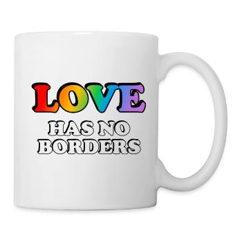 Rainbow LGBT Love No Borders T-Shirt Design - Mug - white - Right