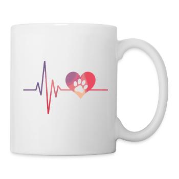 Hundepfote mit Herzschlag Tierliebhaber - Tasse - Weiß - Rechts