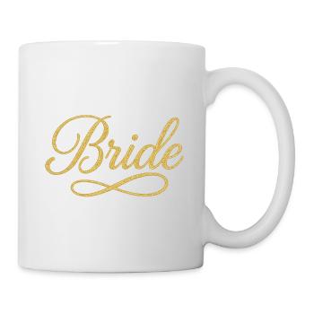 Elegantes goldenes Braut-Schriftzug - Tasse - Weiß - Rechts