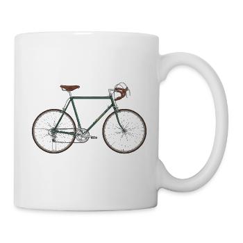 Vintage bicycle design with leather handles - Mug - white - Right