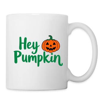 Hey Pumpkin Halloween-Spruch - Tasse - Weiß - Rechts