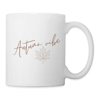 Autumn vibe - Maple Leaf on Autumn Background - Mug - white - Right