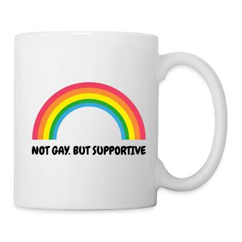 Not Gay But Supportive – Retro Regenbogen - Tasse - Weiß - Rechts