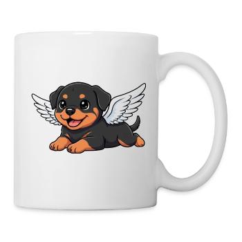 Ange Rottweiler mignon avec des ailes Dessin animé - Mug blanc - blanc - Droite