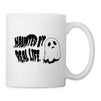 Haunted by Real Life | Sad Ghost Design - Tasse - Weiß - Rechts