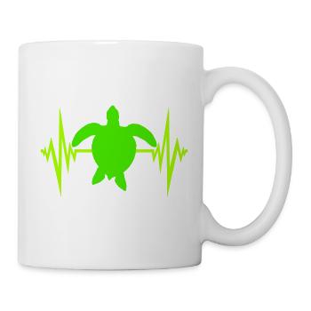 Wasserschildkröte Puls Herzschlag Frequenz EKG Fun - Tasse - Weiß - Rechts