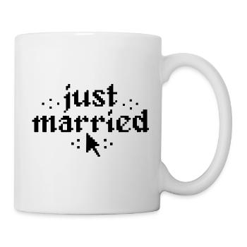 Just Married Pixel lustiges Hochzeitsgeschenk - Tasse - Weiß - Rechts