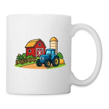 Lustiger Bauernhof mit Traktor - Tasse - Weiß - Rechts