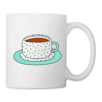 Polka Dot Cup and Saucer Design - Mug - white - Right