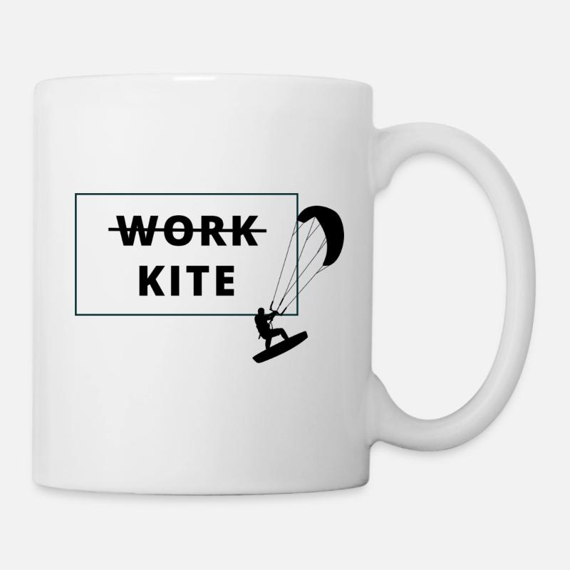 Kitesurfing, no work - kite - Mug - white