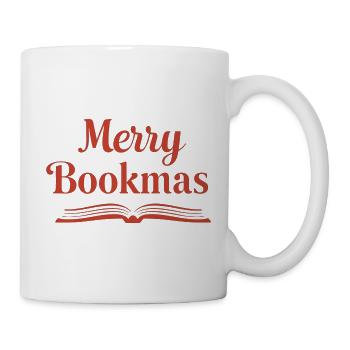 Fine Line Book – Merry Bookmas Design - Mug - white - Right