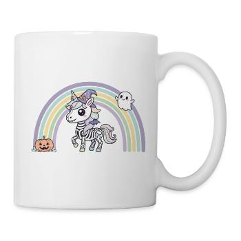 BOHO Skelett‑Einhorn mit Regenbogen – Halloween  - Tasse - Weiß - Rechts