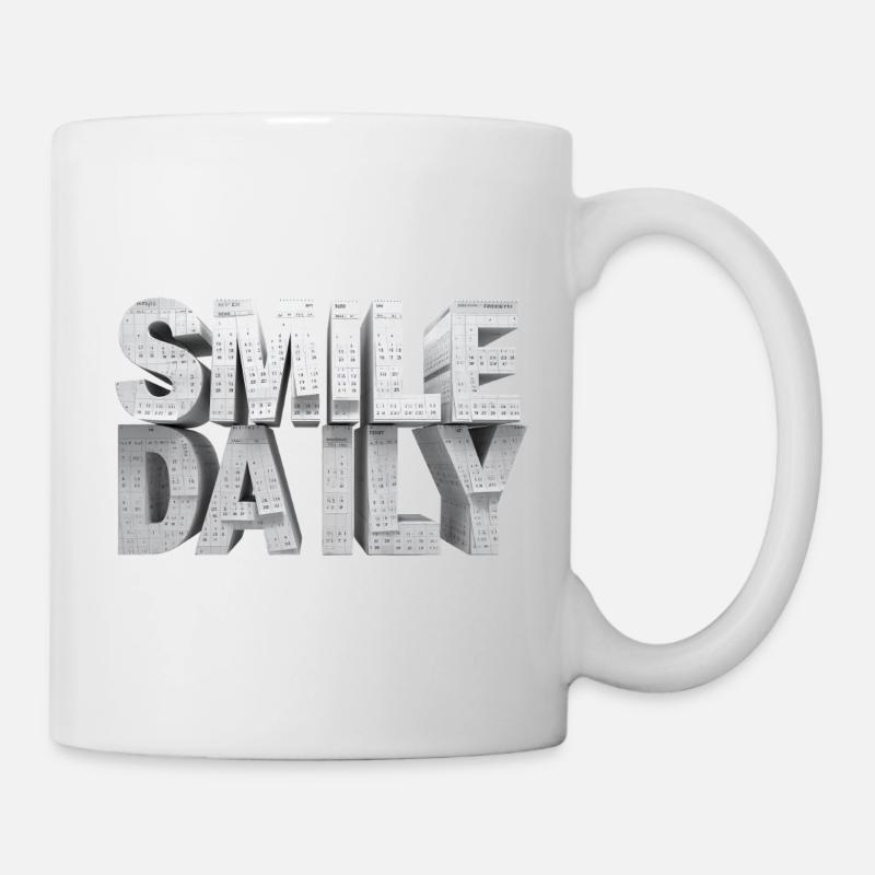 Smile daily – Monumentale Kalender-Buchstaben - Tasse - Weiß