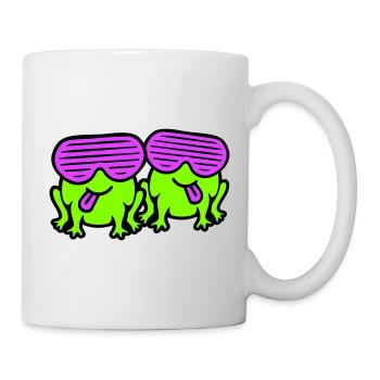 grenouilles fête lunettes de soleil cool drôle bande dessinée duo - Mug blanc - blanc - Droite