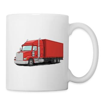 Roter Lastwagen Illustrierter Stil - Tasse - Weiß - Rechts