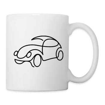 Retro Car Sketch – Simple Classic Car Motif - Mug - white - Right