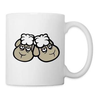 Couple de moutons Fatigué Triste Somnolent Ami épuisé - Mug blanc - blanc - Droite