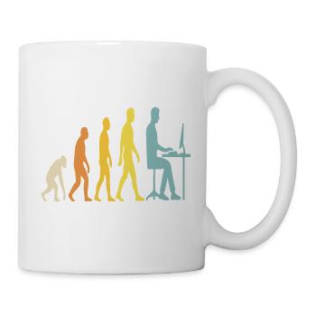 Technische Evolution am Schreibtisch - Tasse - Weiß - Rechts
