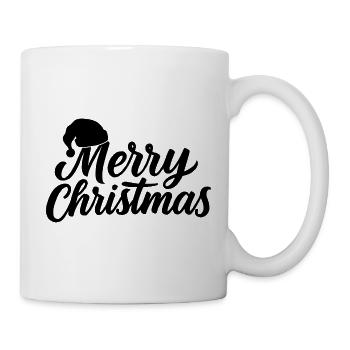 Lettrage à la main Joyeux Noël avec chapeau - Mug blanc - blanc - Droite