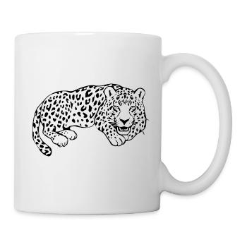 Leopard weiß Katzenshirt Leparden T-shirt Geschenk - Tasse - Weiß - Rechts