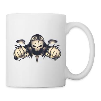 Rebellious skull biker with retro helmet - Mug - white - Right