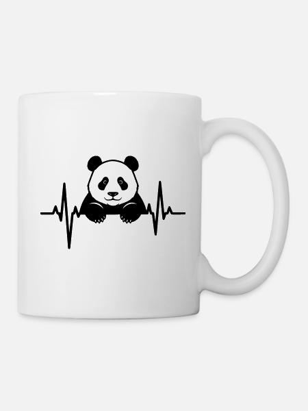 Panda im EKG – Süßes Tierdesign - Tasse - Weiß