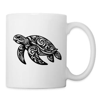 Tribal Magie – Schildkröte aus Ornamenten - Tasse - Weiß - Rechts