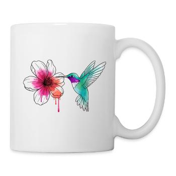Colibri aquarelle avec hibiscus - Mug blanc - blanc - Droite