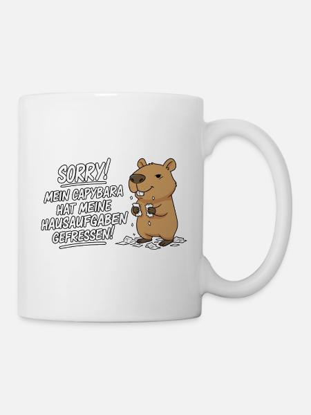 Sorry! Capybara hat meine Hausaufgaben gefressen - Tasse - Weiß
