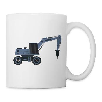 Bagger mit Hammer - Tasse - Weiß - Rechts