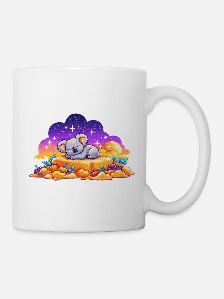 Schlafendes Koala auf leuchtendem Felsen - Tasse - Weiß