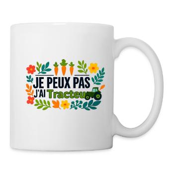 Je peux pas j'ai Tracteur - Mug blanc - blanc - Droite