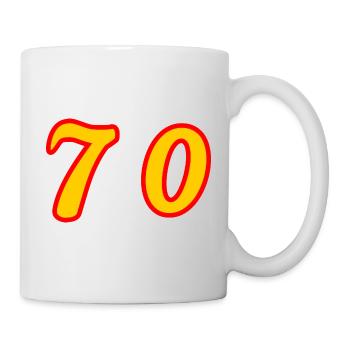 70. 70 YEARS. 70th ANNIVERSARY. 70 YEARS ANNIVERSARY. - Mug - white - Right