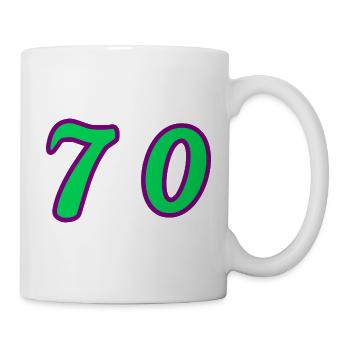 70. 70 YEARS. 70th ANNIVERSARY. 70 YEARS ANNIVERSARY. - Mug - white - Right