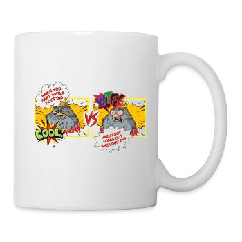 Vogelwitz: Fäkal-Showdown Cartoon - Tasse - Weiß - Rechts