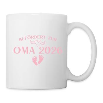 Großeltern 2026 Befördert zur Oma - Babyparty - Tasse - Weiß - Rechts