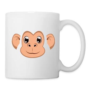 Süßes Cartoon-Affengesicht Happy Chimpans-Kostüm - Tasse - Weiß - Rechts