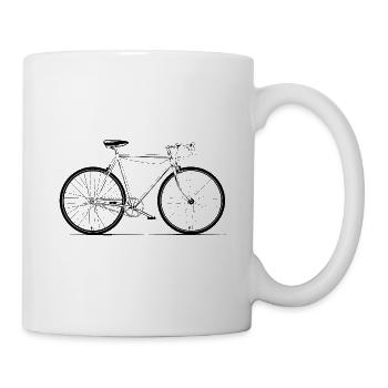 Schwarzes Vintage Fahrrad, Minimalistisches Design - Tasse - Weiß - Rechts