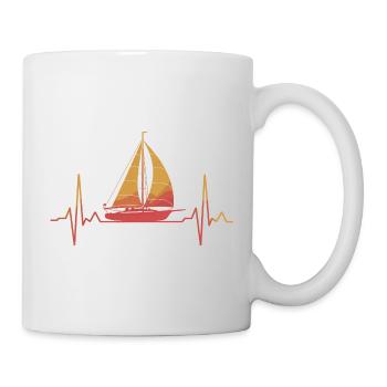 Sailing heart at sunset - Mug - white - Right