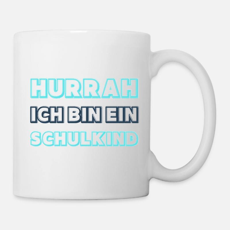 Hourra, Écolier Garçon Bleu Néon - Mug blanc - blanc