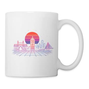 Neon Synthwave City Skyline - Mumbai - Mug - white - Right