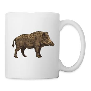Chasse réaliste au sanglier sauvage brun - Mug blanc - blanc - Droite
