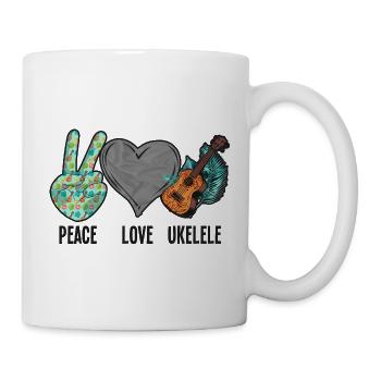 Hawaiian Ukulele Uke Peace Love - Mug - white - Right