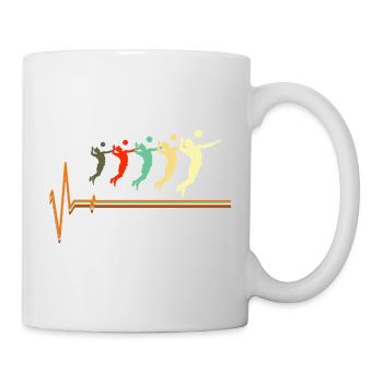 Volleyball Heartbeat – Retro Vintage-Volleyball - Tasse - Weiß - Rechts