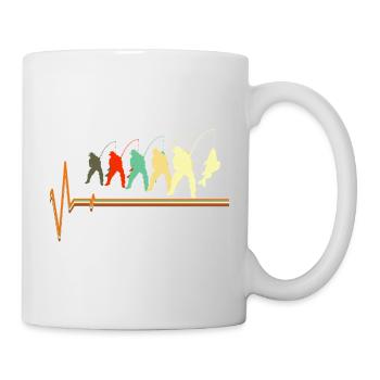 Retro Fishing Heartbeat EKG Pulse Fisherman Lover - Mug - white - Right