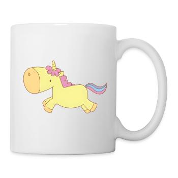 Süßes gelbes Einhorn – Kawaii Fantasy Design - Tasse - Weiß - Rechts